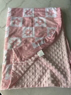 Soft Pink Floral Baby Minky Blanket